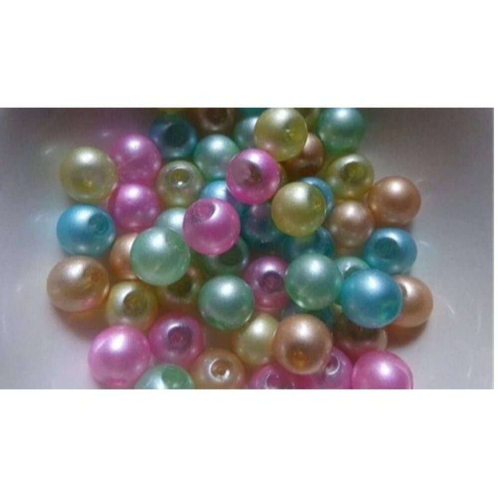 Mixed Pastel Opaque Glitterized Glass Beads 10mm